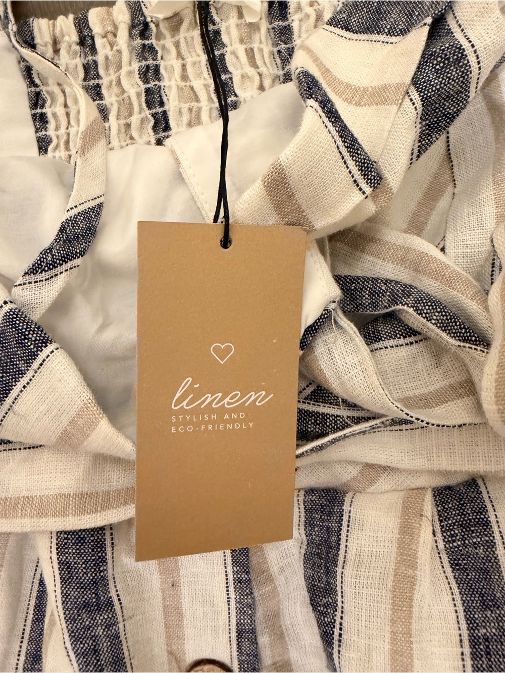 Love Tree Blue and White Striped Button-Front Jumpsuit with Belt - Picture 8 of 11